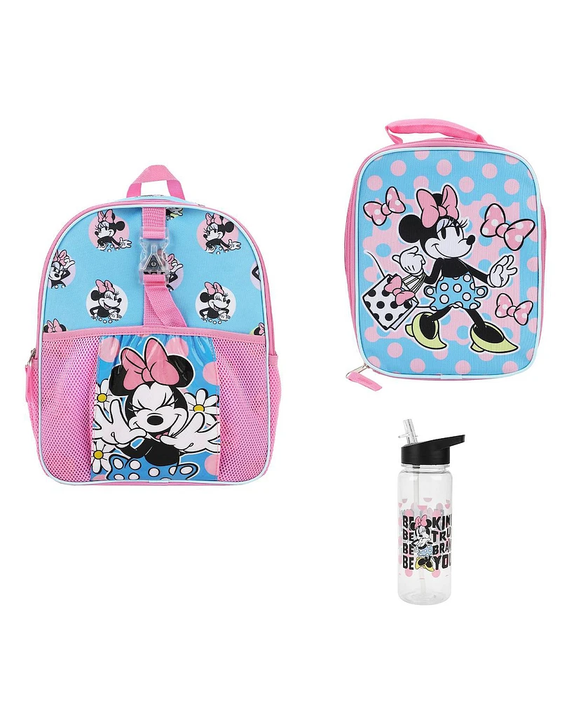 Disney Minnie Mouse 14" 3-Piece Toddler Backpack & Lunchbox Set With Water Bottle