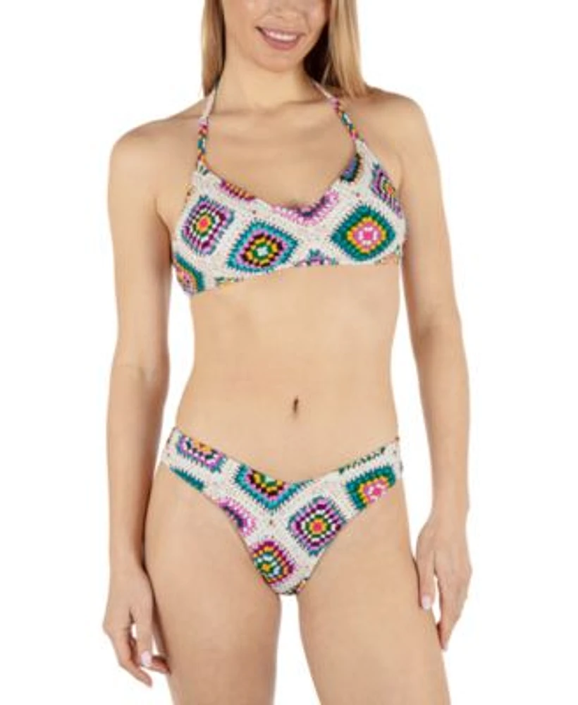 Hurley Juniors Crochet Diamonds Halter Bikini Top Bottoms