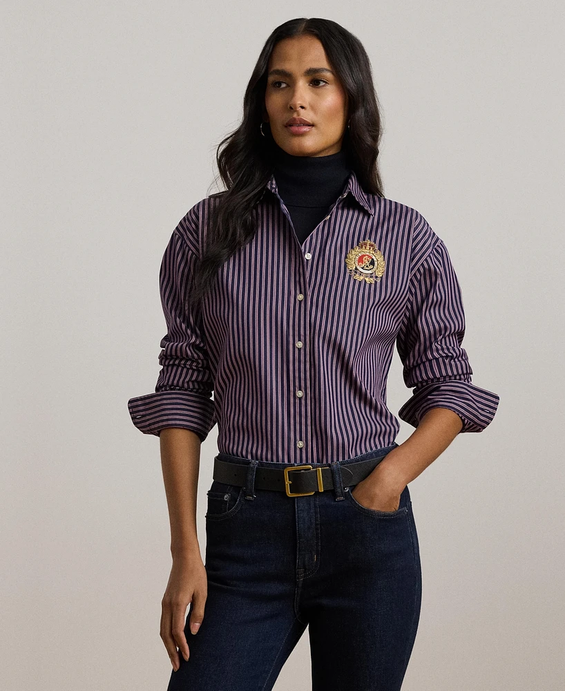 Lauren Ralph Lauren Women's Relaxed-Fit Striped Broadcloth Shirt, Regular & Petite