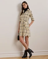 Lauren Ralph Women's Plaid Belted Twill Cotton Shirtdress