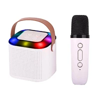 Supersonic Mini Bluetooth Karaoke Speaker with Wireless Mic - White