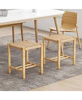 Sugift Dining Stool Set of 2 with Rubber Wood Frame