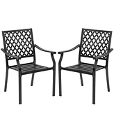 Sugift Set of 2 Patio Dining Chairs with Curved Armrests and Reinforced Steel Frame