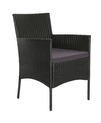 Sugift 4 Pieces Patio Rattan Cushioned Sofa Set with Tempered Glass Coffee Table-Grey & Off White