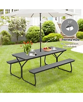 Sugift 6 Feet Outdoor Picnic Table Bench Set for 6-8 People