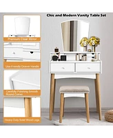 Sugift Makeup Vanity Set with 6 Drawers and Unique Shape Mirror