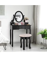 Sugift Vanity Makeup Table Set Bedroom Furniture with Padded Stool