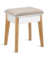 Sugift Vanity Table Set with Cushioned Stool and Large Mirror