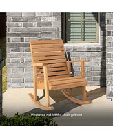 Sugift Outdoor Fir Wood Rocking Chair with High Backrest