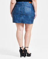 Bar Iii Trendy Plus Denim Faux-Leather Mini Skirt, Exclusively at Macy's