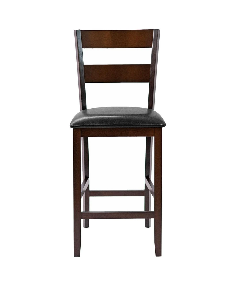 Sugift 2-Pieces Upholstered Bar Stools Counter Height Chairs with Pu Leather Cover