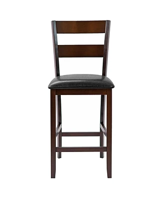 Sugift 2-Pieces Upholstered Bar Stools Counter Height Chairs with Pu Leather Cover