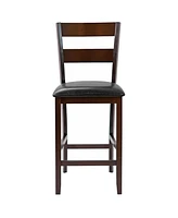 Sugift 2-Pieces Upholstered Bar Stools Counter Height Chairs with Pu Leather Cover