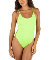 Hurley Juniors' Solid Cutout One-Piece Swimsuit