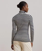 Lauren Ralph Women's Striped Silk-Blend Turtleneck Sweater