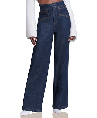 Avec Les Filles Women's Wide-Leg High-Rise Jeans