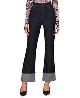 Avec Les Filles Women's Cuffed-Hem Flare Jeans