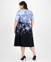 Kasper Plus Ombre Floral Tied Dress