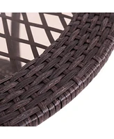 Sugift Round Rattan Wicker Coffee Table with Lower Shelf
