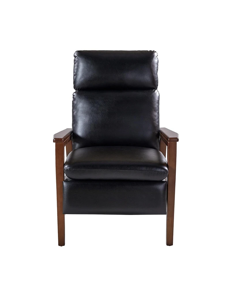 Hulala Home Peter Mid-Century Modern Leather Solid Wood Recliner with Rubber