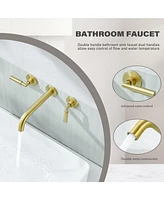 Flynama 2-Handle Wall Mounted Faucet in Brushed Gold