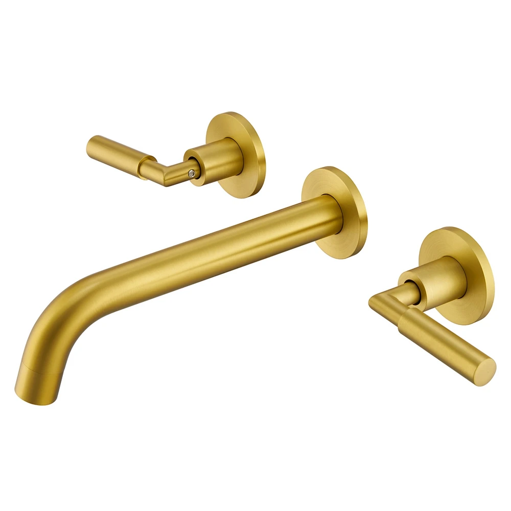 Flynama 2-Handle Wall Mounted Faucet in Brushed Gold