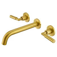 Flynama 2-Handle Wall Mounted Faucet in Brushed Gold