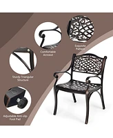 Sugift 2-Piece Outdoor Cast Aluminum Chairs with Armrests and Curved Seats
