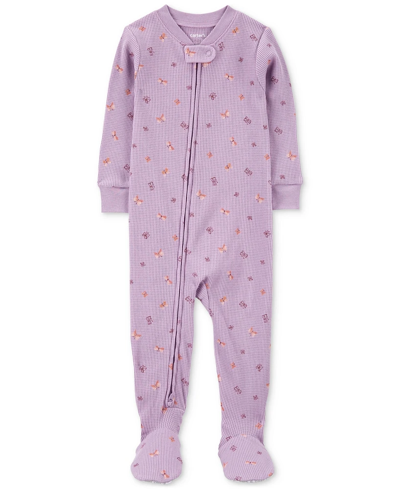 Carter's Baby Girls 1-Piece Butterfly-Print Thermal Footed Pajamas