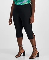 Bar Iii Trendy Plus High-Rise Ponte Side-Zip Capri Pants, Exclusively at Macy's