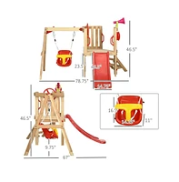 Slickblue Wooden Swing Set – Durable Outdoor Playset for Kids with Swings, Slide, and Climbing Features for Backyard Fun