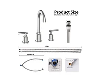 Garmin Bathroom Faucet, Bathroom Sink Faucet, 8 Inch Bathroom Faucet for Sink 3 Hole with Stainless Steel Pop-up Drain for Your Bathroom