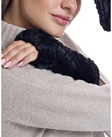 Julia & Stella by Maximilian Knitted Shearling Fingerless Gloves