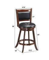 Sugift 2 Pieces 24 Inch Swivel Counter Stool Dining Chair Upholstered Seat