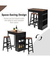 Sugift 3 Pieces Bar Table Set with Storage