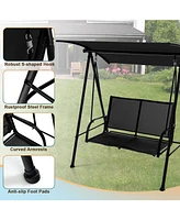 Sugift 2-Seat Outdoor Canopy Swing with Comfortable Fabric Seat and Heavy-duty Metal Frame