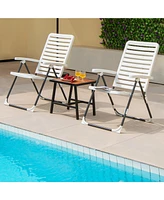 Sugift Pp Folding Patio Chaise Lounger with 7-Level Backrest