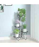 Unho 4 Tier Plant Stand Outdoor Garden Metal Flower Display Rack Shelf Home Decor