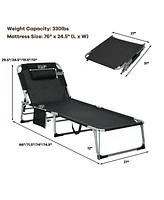 Inolait 4-Fold Oversize Padded Folding Lounge Chair with Removable Soft Mattress