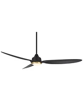 Casa Vieja 60" Revere Mid Century Modern Indoor Outdoor Ceiling Fan 3 Blade Customize Led Remote Control Matte Black Finish Blades Bedroom Patio Livin