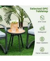 Inolait 3 Pieces Patio Bistro Conversation Set with Waterproof Dpc Tabletop