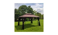 Slickblue 13x10 Outdoor Patio Gazebo Canopy Tent with Ventilated Double Roof and Detachable Mosquito Netting