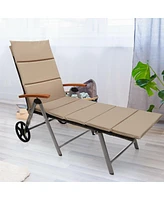 Inolait Foldable Outdoor Chaise Lounge Chair Wicker Recliner Chair with Aluminum Frame