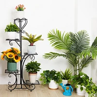 Unho 5 Tier Tall Plant Stand Metal Shelf Flower Pots Display Holder Outdoor Garden