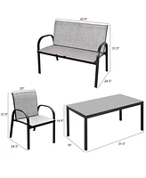 Vebreda 4 Pieces Patio Furniture Set with Glass Top Coffee Table