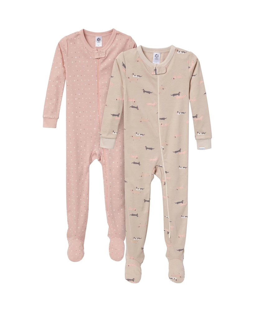 Gerber Baby Boys Snug Fit Footed Pajamas, 2-Pack, Dogs