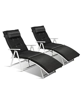 Inolait Adjustable Outdoor Lightweight Folding Chaise Lounge Chair with Pillow