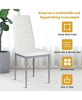 Sugift 4 Pieces Pvc Elegant Design Leather Dining Chairs with Solid Metal Legs