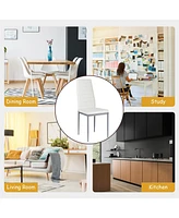 Sugift 4 Pieces Pvc Elegant Design Leather Dining Chairs with Solid Metal Legs