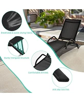 Inolait 2 Pieces Outdoor Chaise Lounge with 5-Position Adjustable Backrest